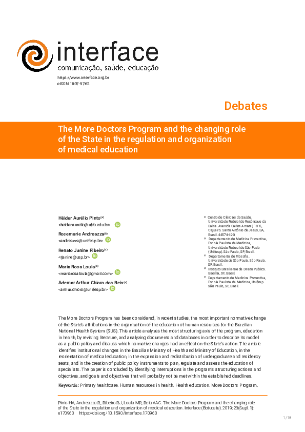 (PDF) The More Doctors Program and the changing role of the State in ...