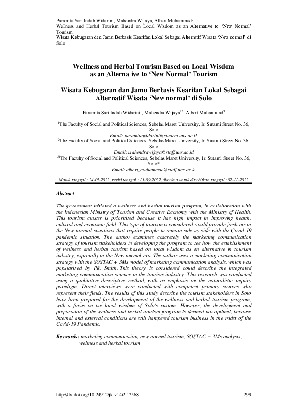 (PDF) Wellness and Herbal Tourism Based on Local Wisdom as an ...