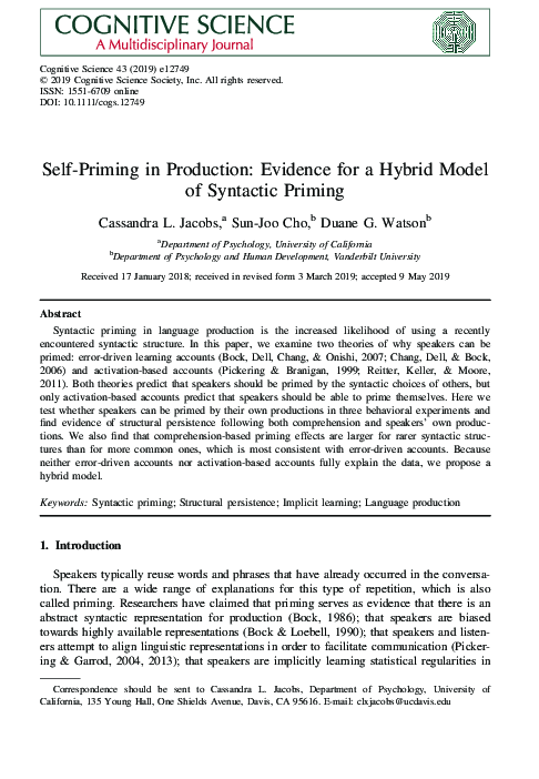 (PDF) Self-priming in production: evidence for a hybrid model of ...