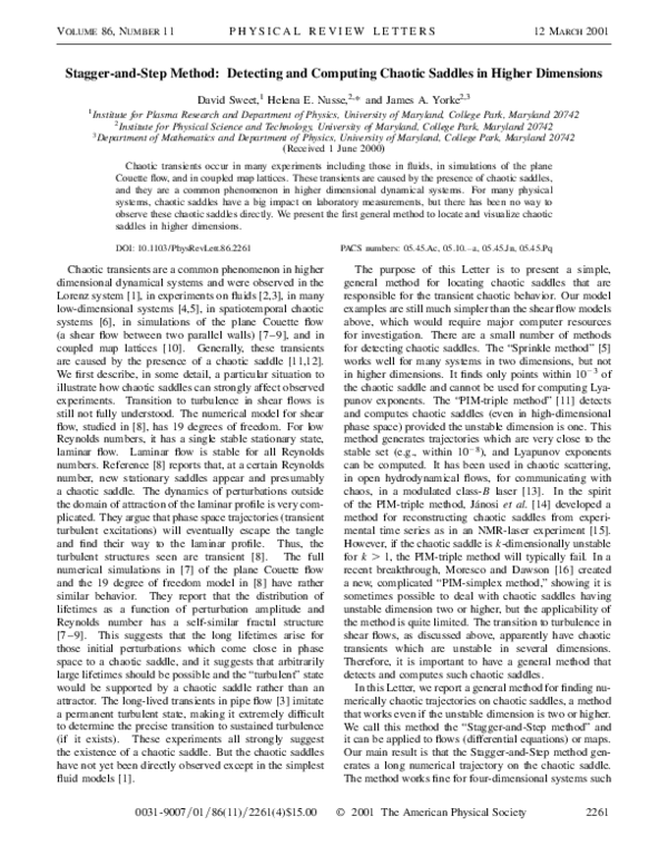 (PDF) Stagger-and-Step Method: Detecting and Computing Chaotic Saddles ...