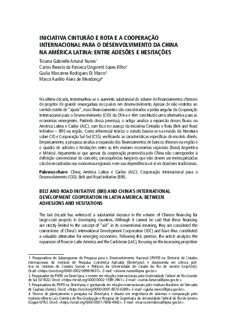 (PDF) Iniciativa Cinturão e Rota e a Cooperação Internacional para o ...