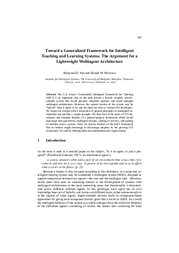 (PDF) Towards a Generalized Framework for Intelligent Teaching and ...