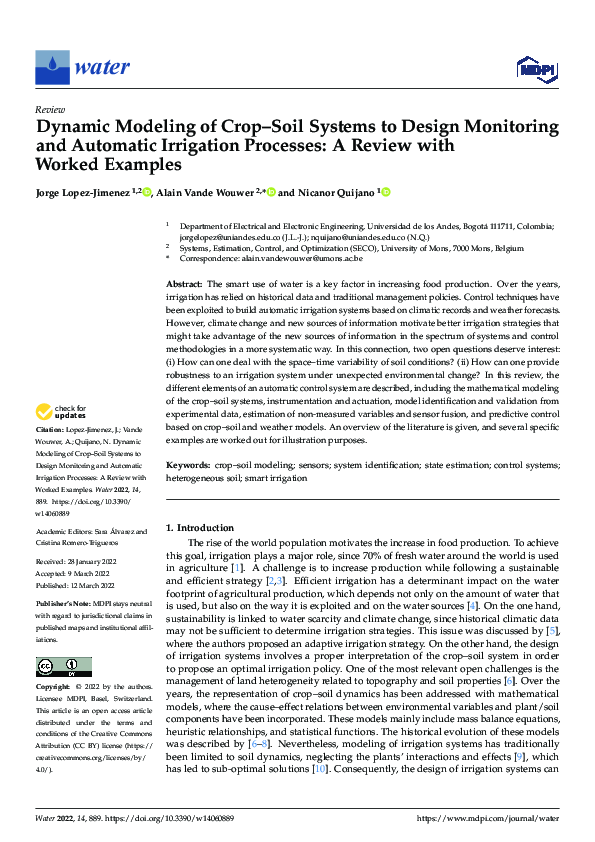 (PDF) Dynamic Modeling of Crop–Soil Systems to Design Monitoring and ...