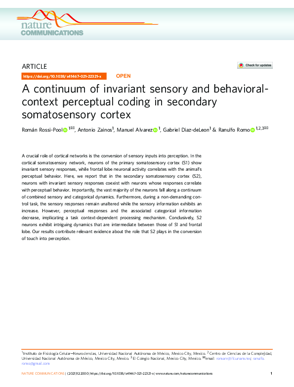 (PDF) A continuum of invariant sensory and behavioral-context ...