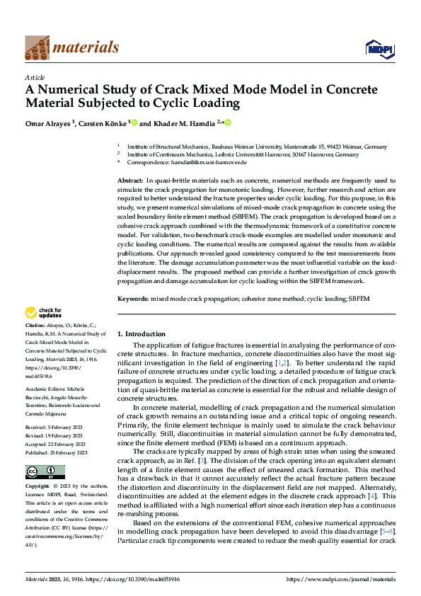 (PDF) A Numerical Study of Crack Mixed Mode Model in Concrete Material ...