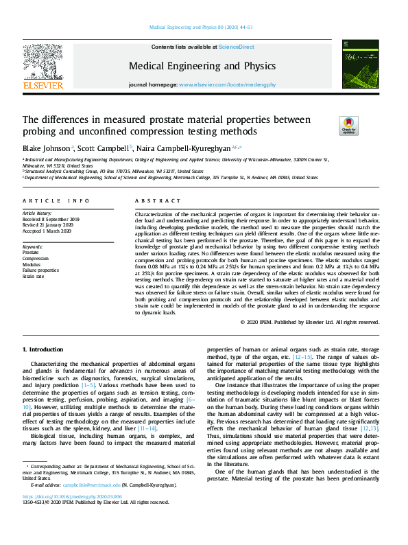 (PDF) The differences in measured prostate material properties between ...