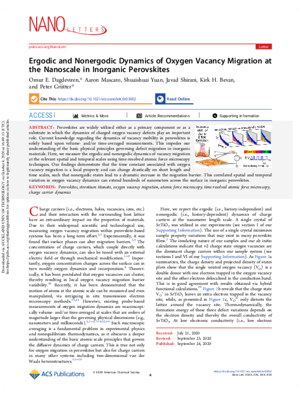 (PDF) Ergodic and Nonergodic Dynamics of Oxygen Vacancy Migration at ...