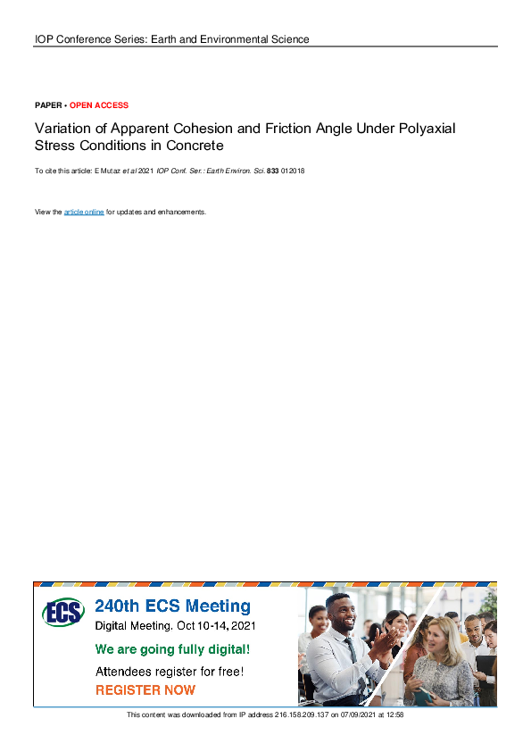 (PDF) Variation of Apparent Cohesion and Friction Angle Under Polyaxial ...