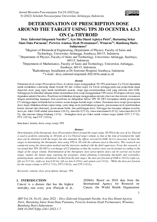 (PDF) Determination Of Prescription Dose Around The Target Using Tps 3d ...