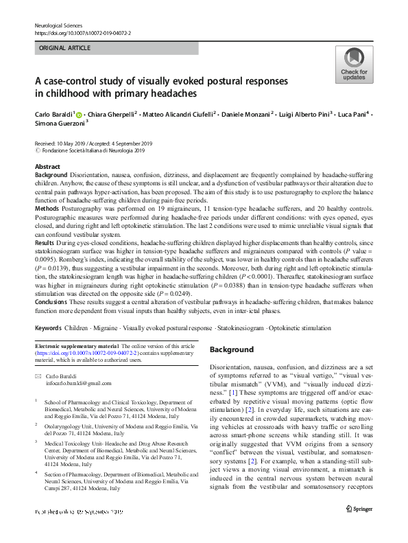 (PDF) A case-control study of visually evoked postural responses in ...