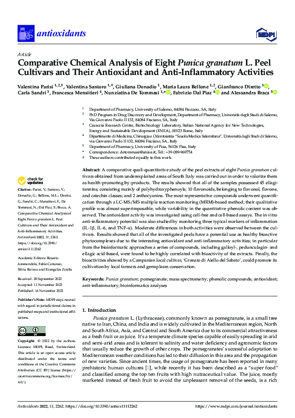 (PDF) Comparative Chemical Analysis of Eight Punica granatum L. Peel ...