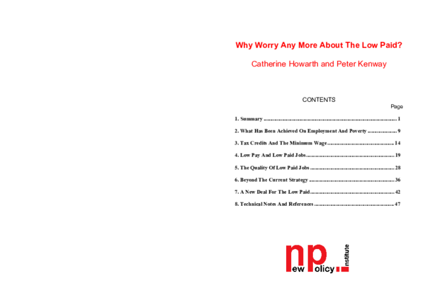 (PDF) Why worry any more about the low paid
