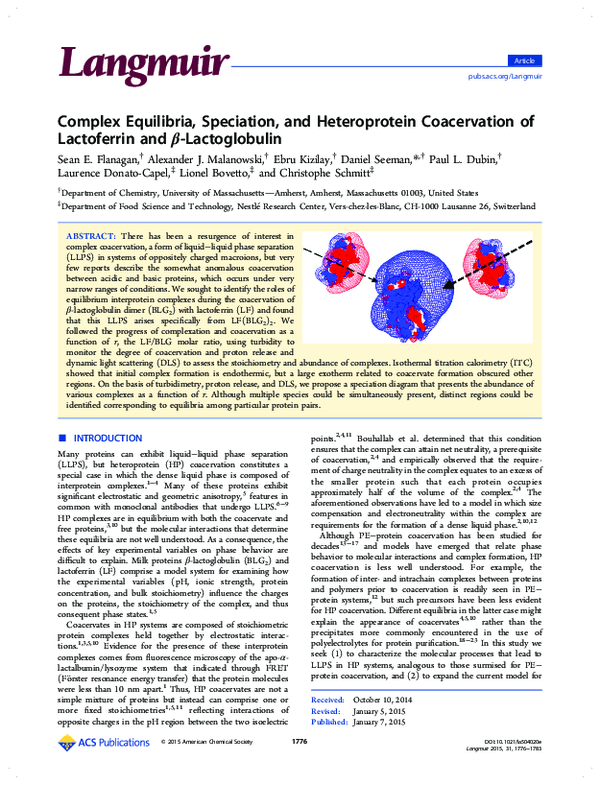 (PDF) Complex Equilibria, Speciation, and Heteroprotein Coacervation of ...