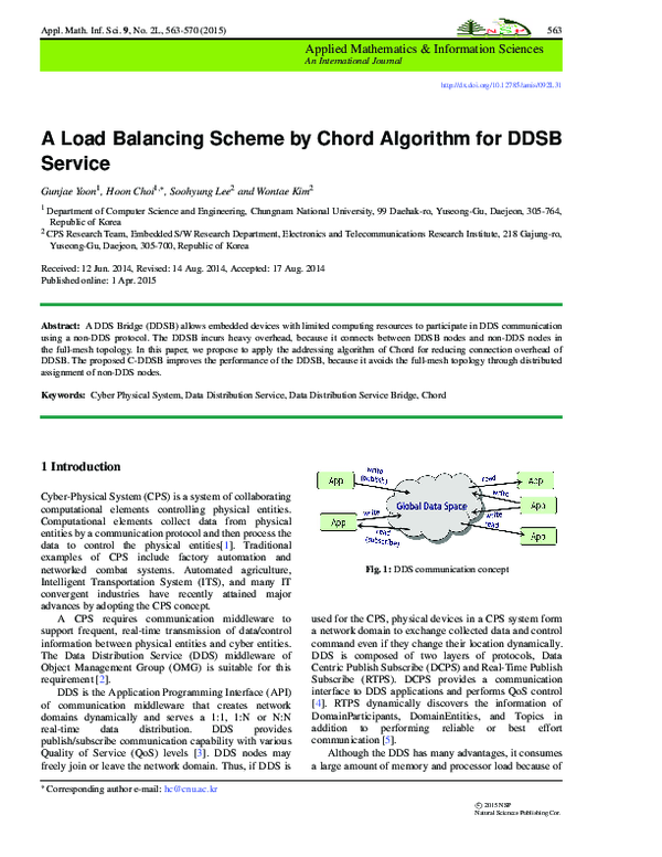 (PDF) A load balancing scheme using a chord algorithm for DDSB service