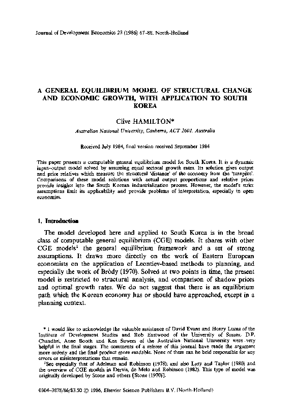 (PDF) A general equilibrium model of structural change and economic ...