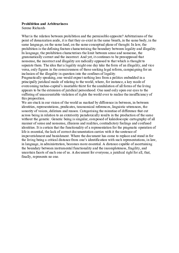 (PDF) Prohibition and Arbitrariness