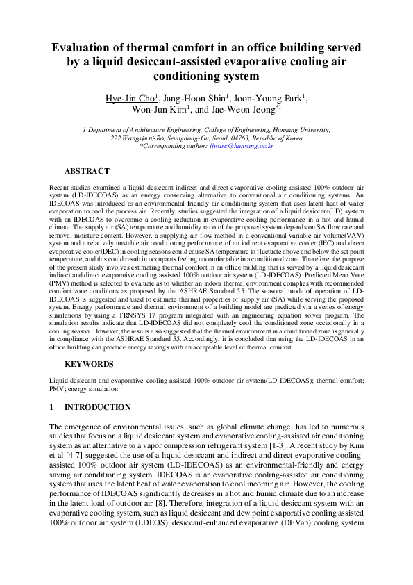 (PDF) Evaluation of thermal comfort in an office building served by a ...