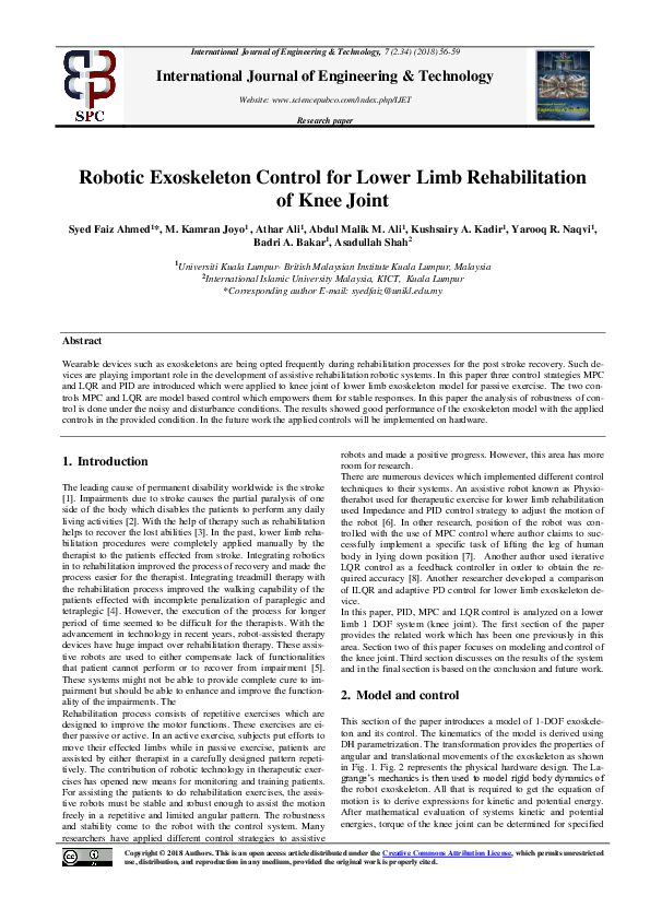 (PDF) Robotic Exoskeleton Control for Lower Limb Rehabilitation of Knee ...