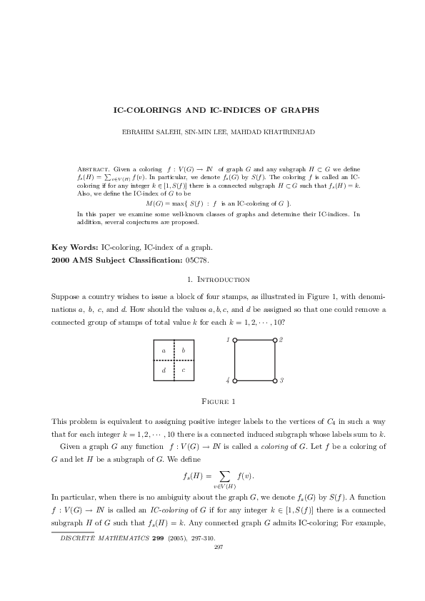 (PDF) IC-Colorings and IC-Indices of graphs