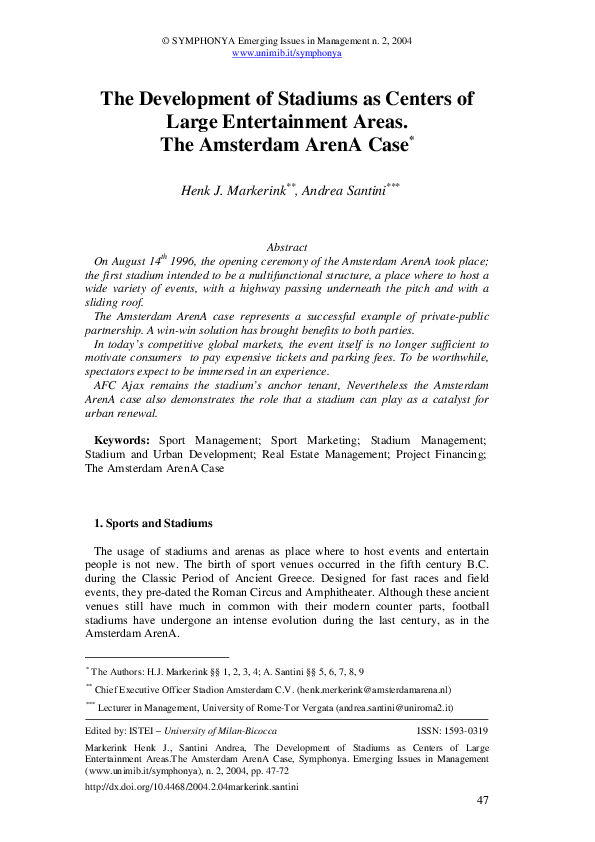 (PDF) The Development of Stadiums as Centers of Large Entertainment ...