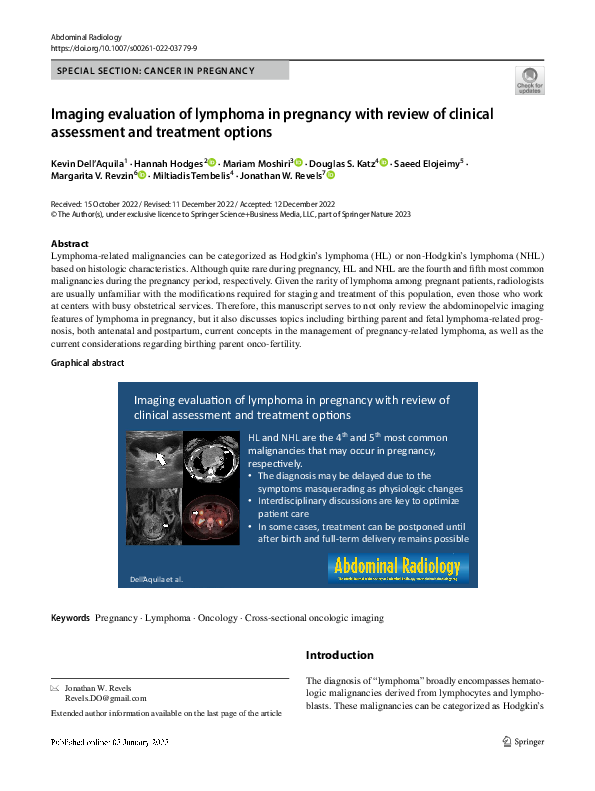 (PDF) Imaging evaluation of lymphoma in pregnancy with review of ...