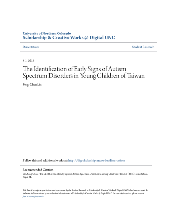 (PDF) The identification of early signs of autism spectrum disorders in ...