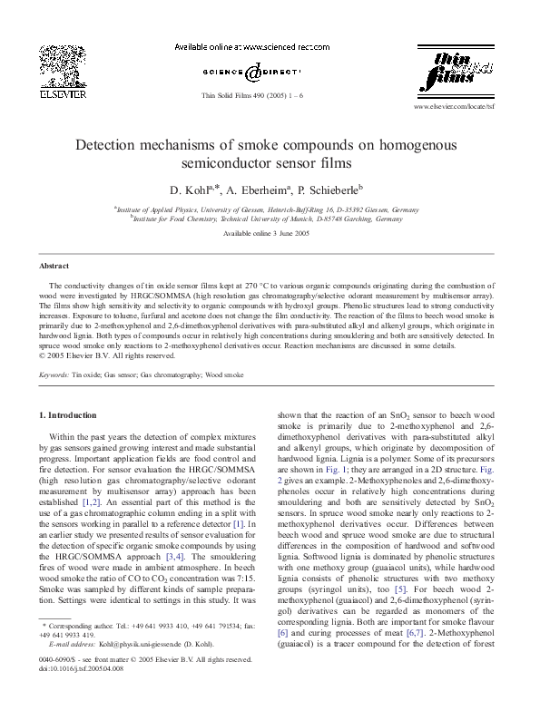 (PDF) Detection mechanisms of smoke compounds on homogenous