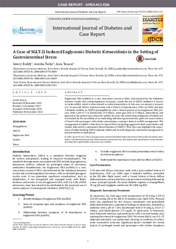 (PDF) A Case of SGLT2i Induced Euglycemic Diabetic Ketoacidosis in the