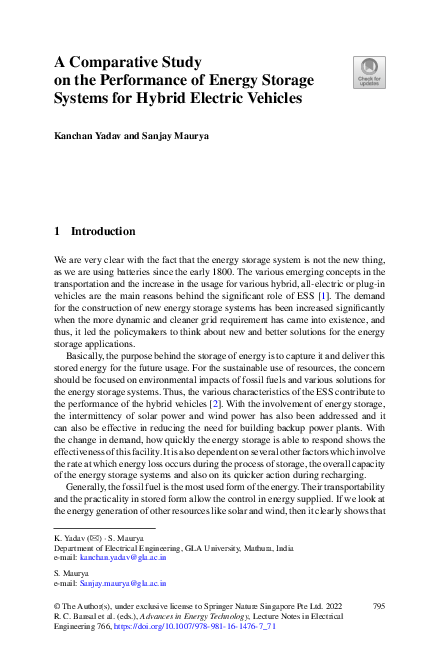 (PDF) A Comparative Study on the Performance of Energy Storage Systems ...