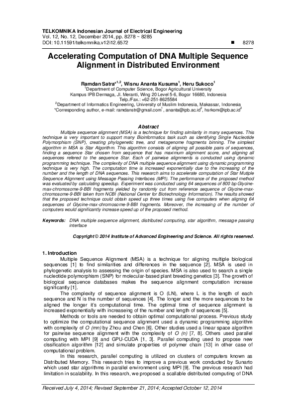 (PDF) Accelerating Computation of DNA Multiple Sequence Alignment in ...
