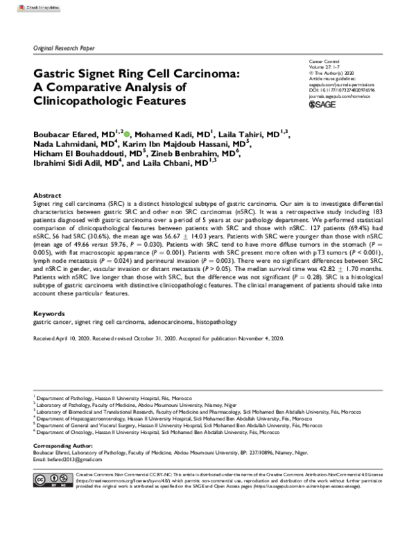 (PDF) Gastric Signet Ring Cell Carcinoma: A Comparative Analysis of ...