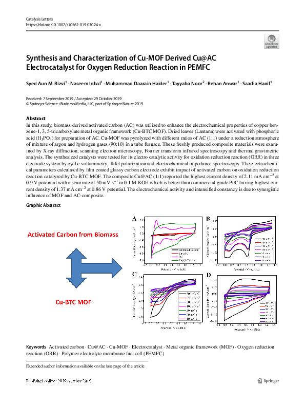 (PDF) Synthesis and Characterization of Cu-MOF Derived Cu@AC ...