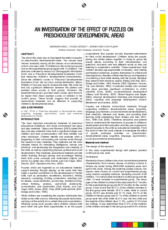 (PDF) An Investigation Of The Effect Of Puzzles On Preschoolers ...