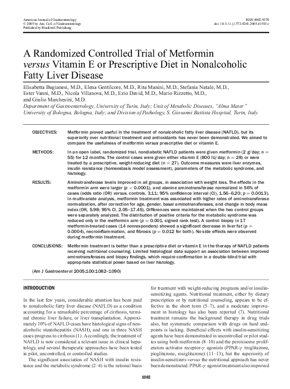 (PDF) A Randomized Controlled Trial of Metformin versus Vitamin E or ...
