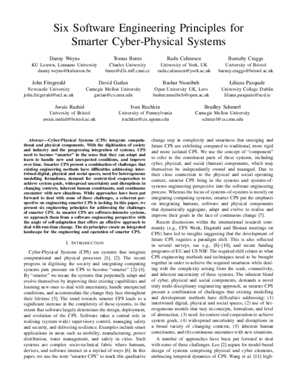 (PDF) Six Software Engineering Principles for Smarter Cyber-Physical ...