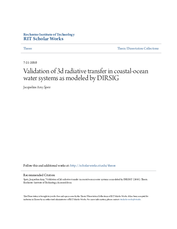 (PDF) Validation of 3d radiative transfer in coastal-ocean water ...