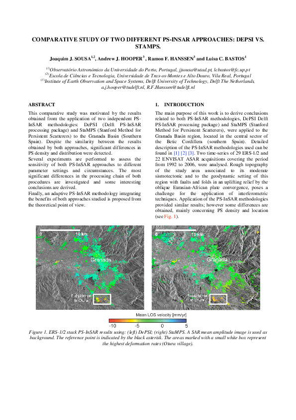 (PDF) Comparative Study of Two Different PS-Insar Approaches: Depsi vs ...