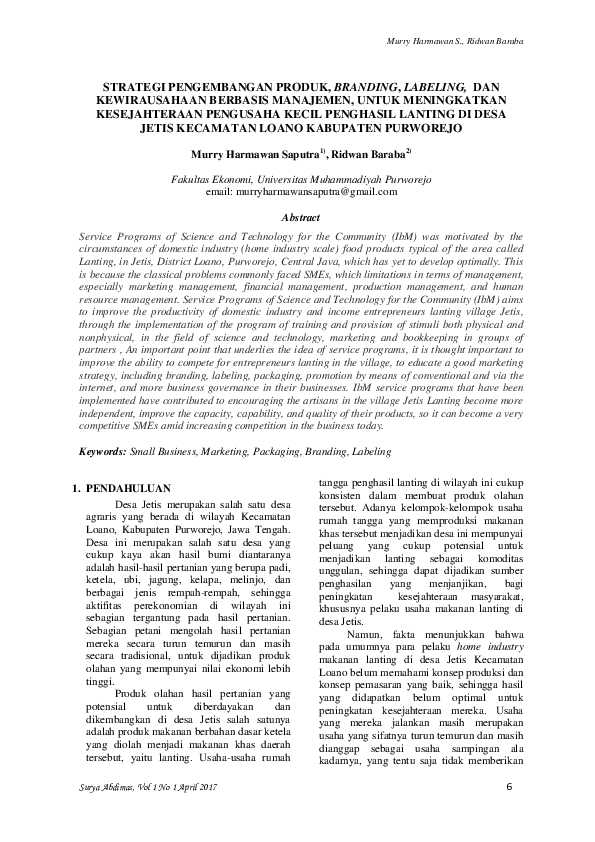 (PDF) Strategi Pengembangan Produk, Branding, Labeling, dan ...