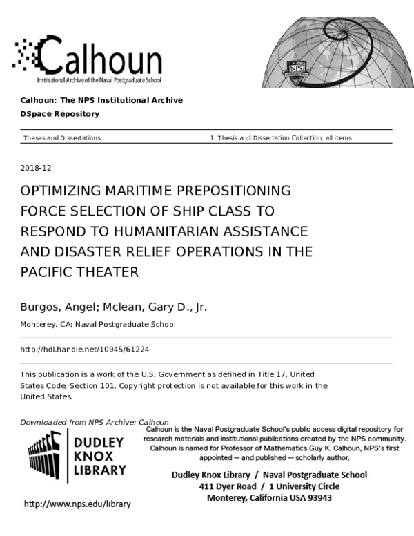 (PDF) Optimizing Maritime Prepositioning Force Selection of Ship Class ...