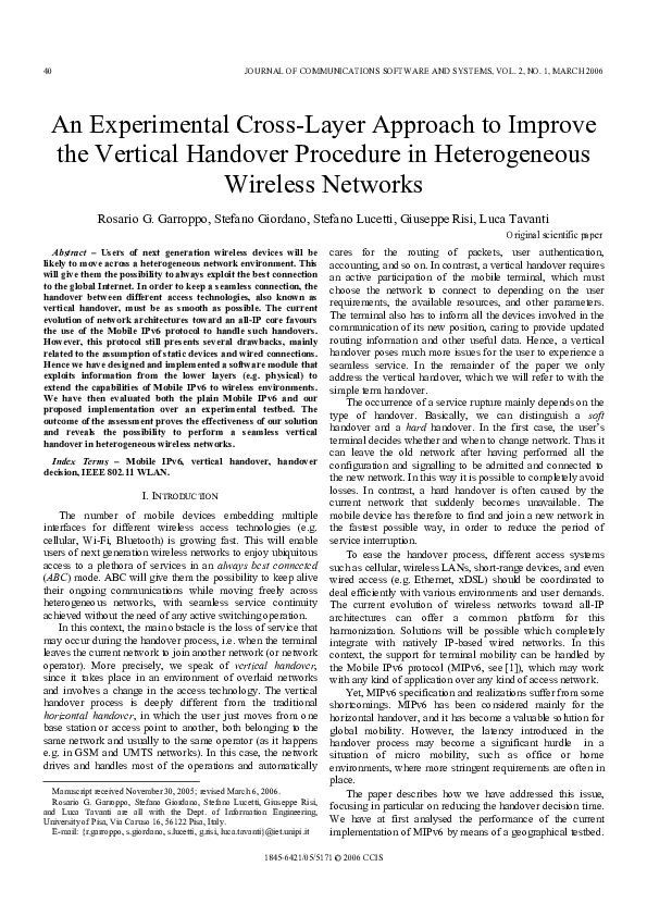 (PDF) An Experimental Cross-Layer Approach to Improve the Vertical ...