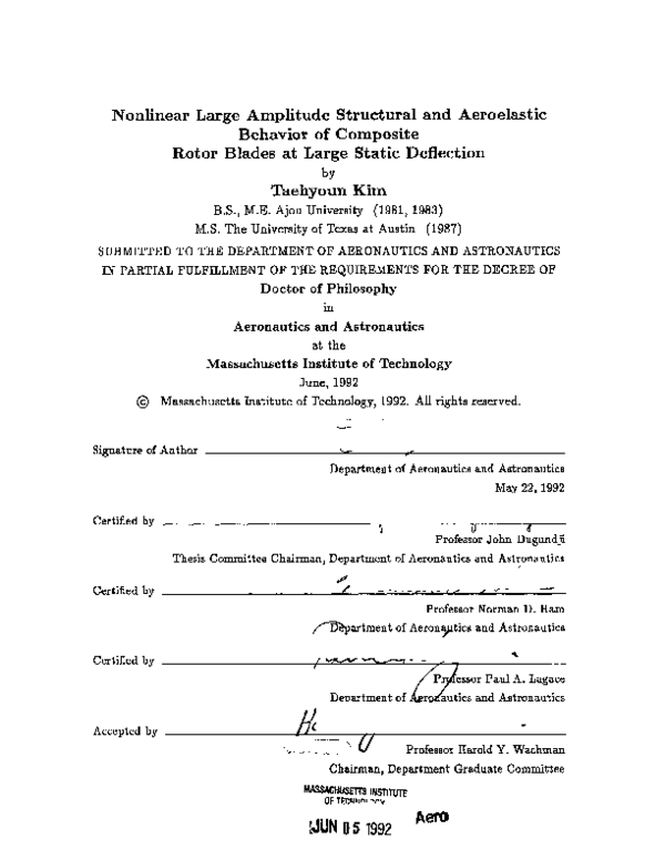 (PDF) Nonlinear large amplitude structural and aeroelastic behavior of ...