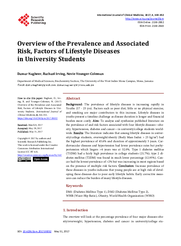 (PDF) Overview of the Prevalence and Associated Risk, Factors of ...