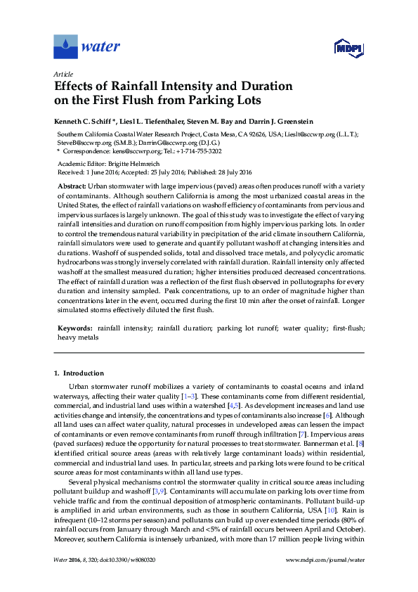 (PDF) Effects of Rainfall Intensity and Duration on the First Flush ...