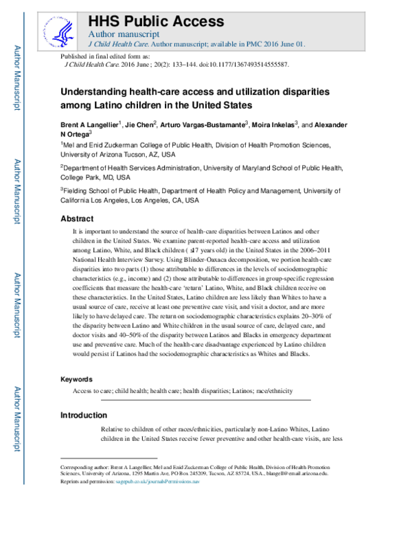 (PDF) Understanding health-care access and utilization disparities ...