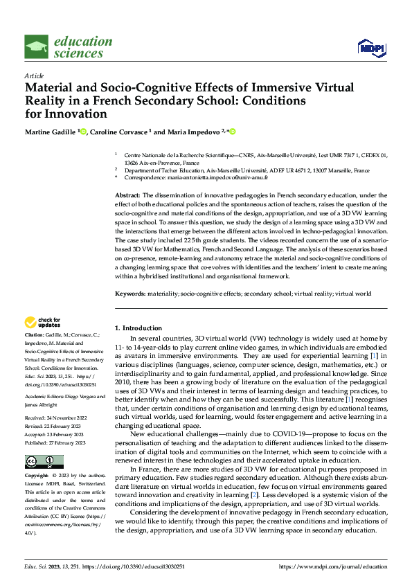 (PDF) Material and Socio-Cognitive Effects of Immersive Virtual Reality ...