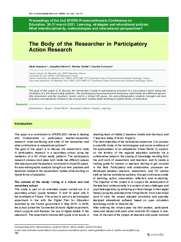 (PDF) The Body of the Researcher in Participatory Action Research