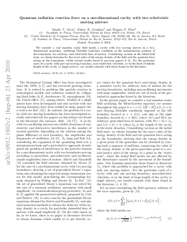 (PDF) Quantum radiation reaction force on a one-dimensional cavity with ...