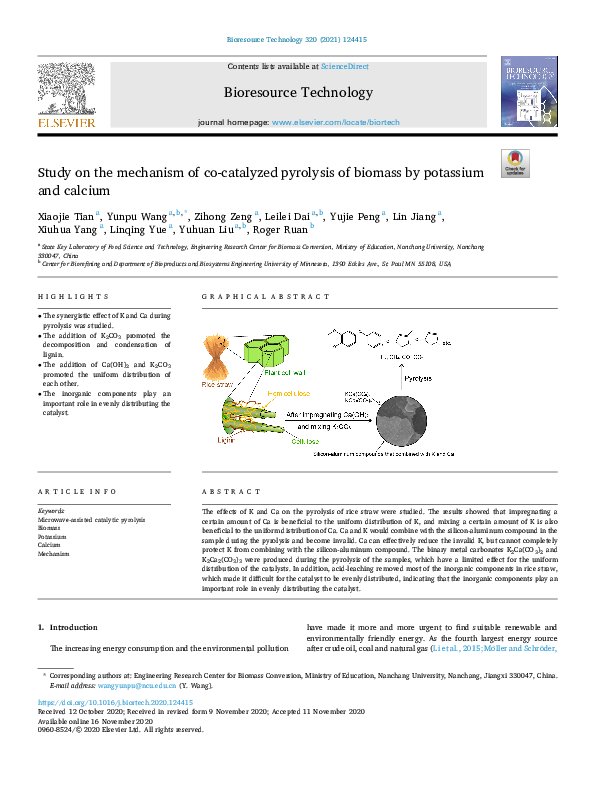 (PDF) Study on the mechanism of co-catalyzed pyrolysis of biomass by ...