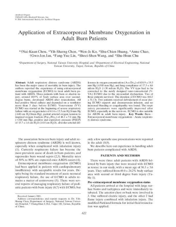 (PDF) Application of Extracorporeal Membrane Oxygenation in Adult Burn ...