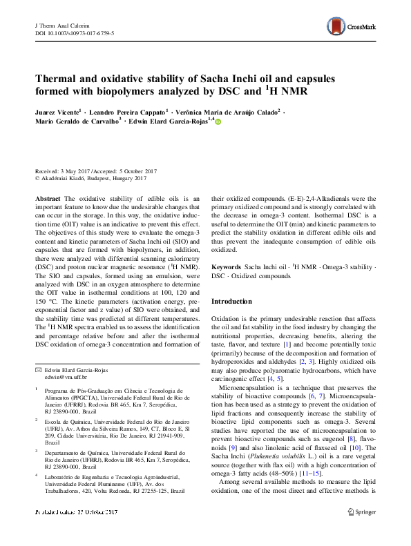 (PDF) Thermal and oxidative stability of Sacha Inchi oil and capsules ...